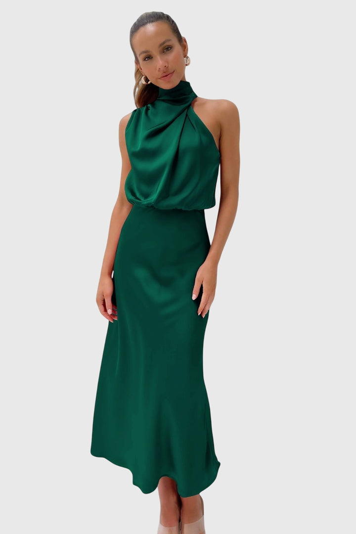 Ava | Satin Halter Dress