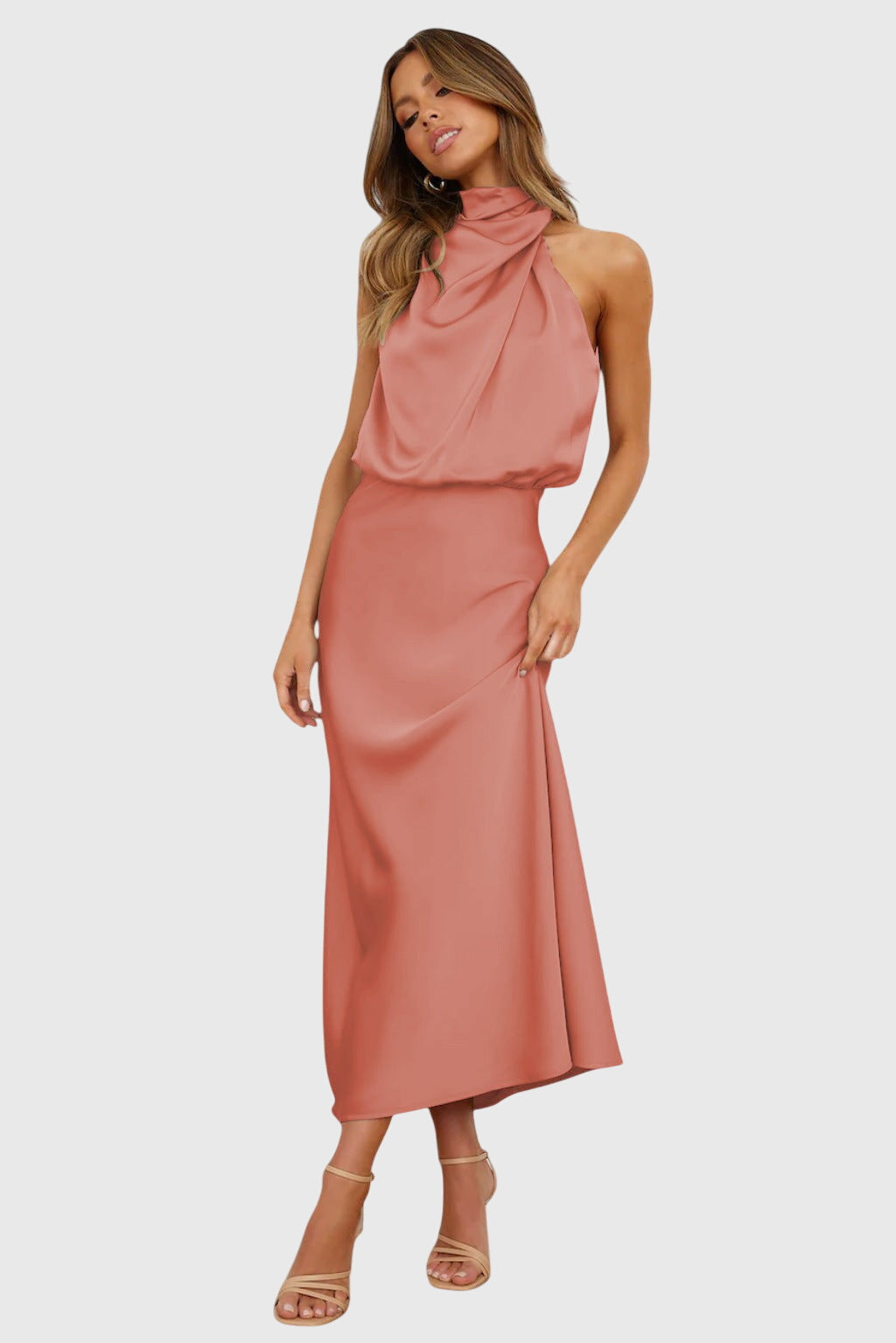 Ava | Satin Halter Dress