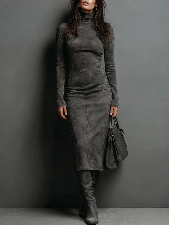 Lorena - Long Brown Midi Dress